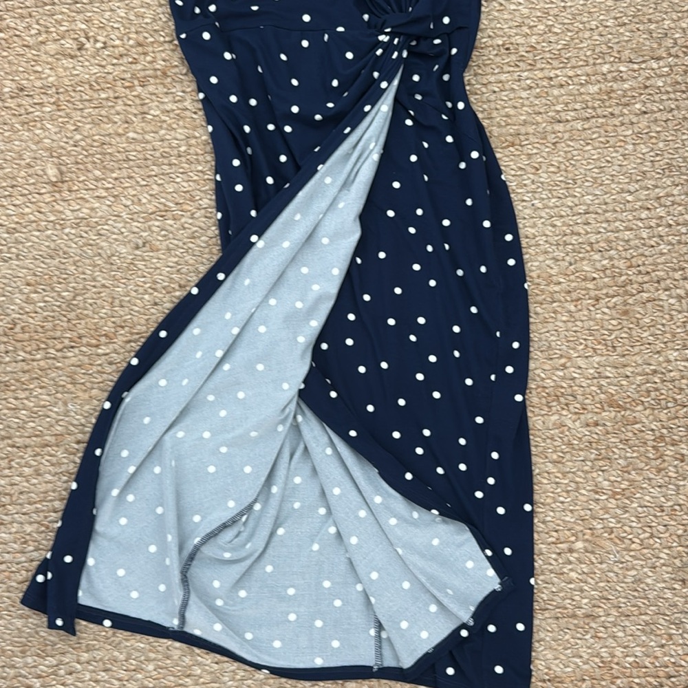 Navy Blue Polka Dot Dress, size L - Picture 5 of 7